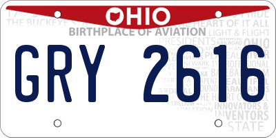OH license plate GRY2616