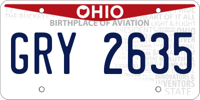 OH license plate GRY2635