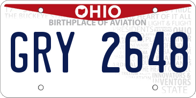 OH license plate GRY2648