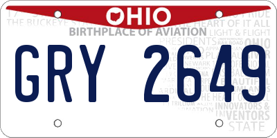 OH license plate GRY2649