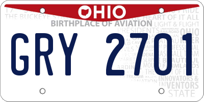 OH license plate GRY2701