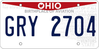 OH license plate GRY2704