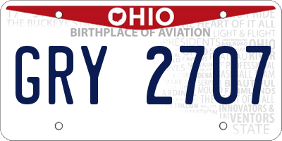 OH license plate GRY2707
