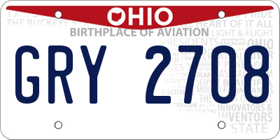 OH license plate GRY2708