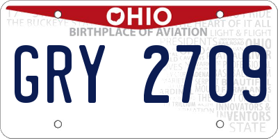 OH license plate GRY2709