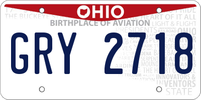 OH license plate GRY2718
