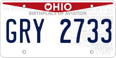 OH license plate GRY2733