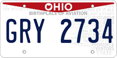 OH license plate GRY2734