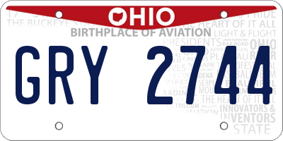 OH license plate GRY2744