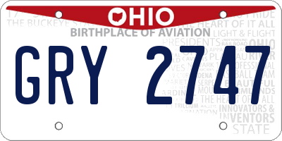 OH license plate GRY2747