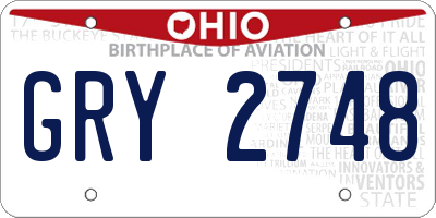 OH license plate GRY2748