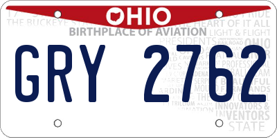 OH license plate GRY2762