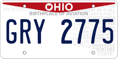 OH license plate GRY2775