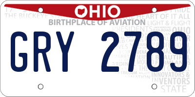OH license plate GRY2789