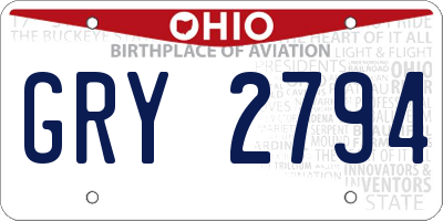 OH license plate GRY2794