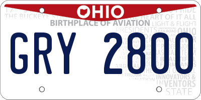 OH license plate GRY2800