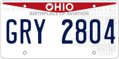 OH license plate GRY2804