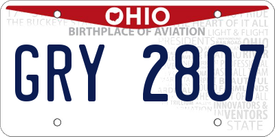 OH license plate GRY2807