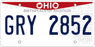 OH license plate GRY2852