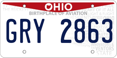 OH license plate GRY2863
