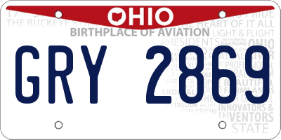 OH license plate GRY2869