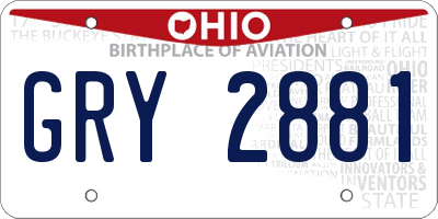 OH license plate GRY2881