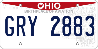 OH license plate GRY2883