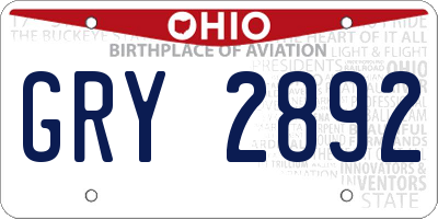 OH license plate GRY2892