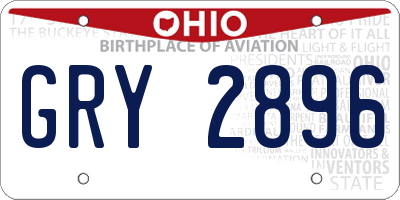 OH license plate GRY2896