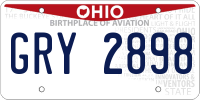 OH license plate GRY2898