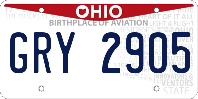 OH license plate GRY2905