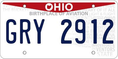 OH license plate GRY2912