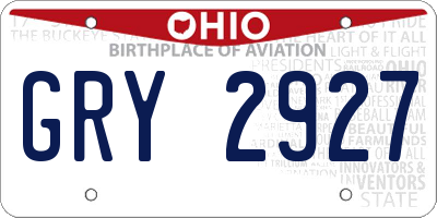 OH license plate GRY2927