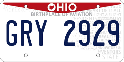 OH license plate GRY2929