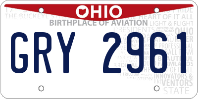 OH license plate GRY2961