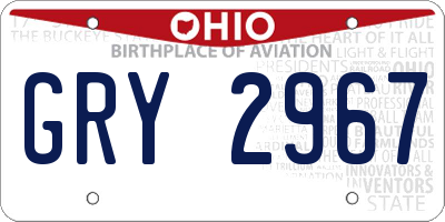 OH license plate GRY2967