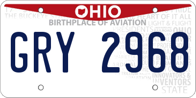 OH license plate GRY2968