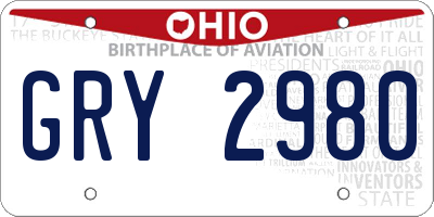 OH license plate GRY2980