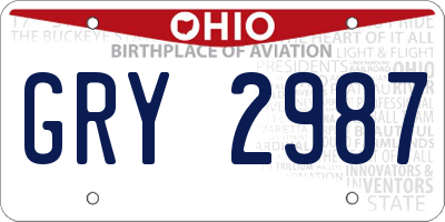 OH license plate GRY2987