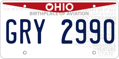 OH license plate GRY2990