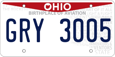 OH license plate GRY3005
