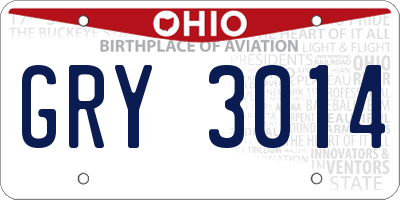 OH license plate GRY3014