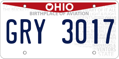 OH license plate GRY3017