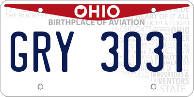 OH license plate GRY3031