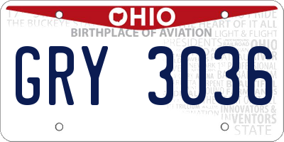 OH license plate GRY3036
