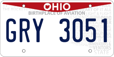 OH license plate GRY3051