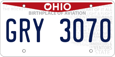 OH license plate GRY3070