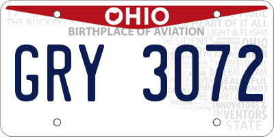 OH license plate GRY3072