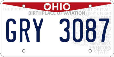 OH license plate GRY3087