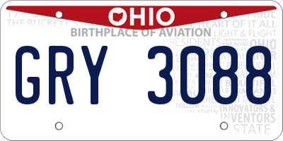 OH license plate GRY3088